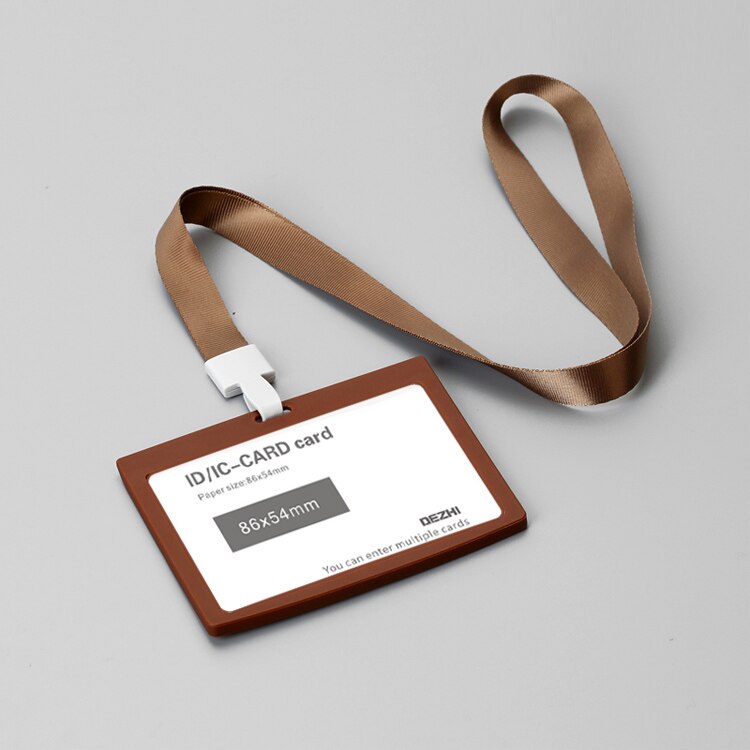 86x54mm ID Karte Halter Horizontale/Vertikale mit Original Lanyard, für Studenten/Business/Mitarbeiter, Preis: H Brown Set