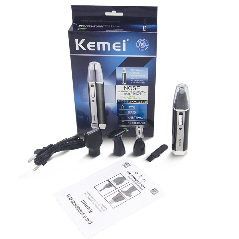 Kemei 4 in 1 elektrische nase ohr augenbrauen haar Trimmer haar Haarschneidemaschine haar schneiden maschine Bart Trimmer für männer und damen: T2 EU Stecker mit Kasten