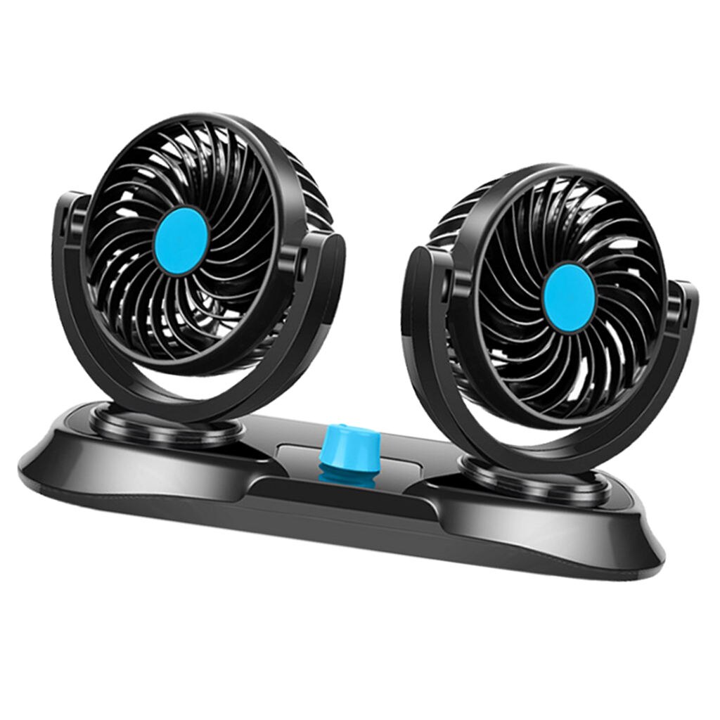 Ventilateur de tableau de bord rotatif à 360 degrés, double tête, refroidissement de voiture, Ventilation, prise plus légère
