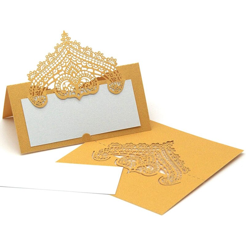 100 Pcs Table Place Cards with White Inserts Crown Tent Cards Name Cards for Wedding Banquets Buffet Bridal