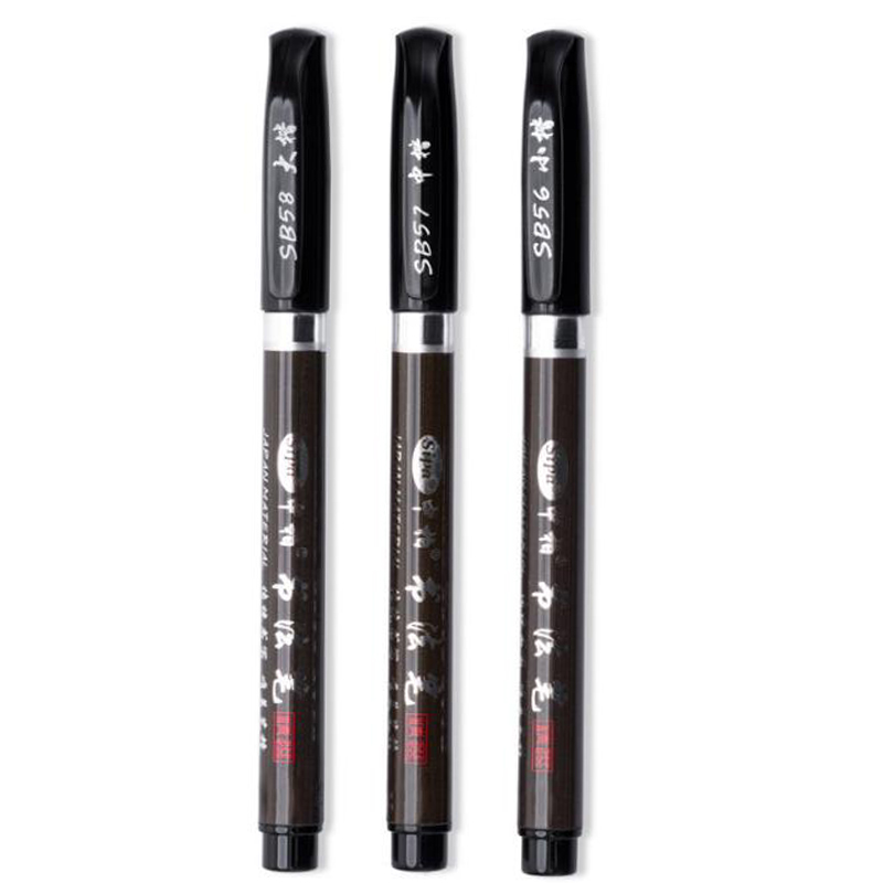 3 Stuks (S/M/L) chinese Japanse Water Inkt Verf Schrijven Zachte Borstel Kalligrafie Pen Art Kantoor School: Default Title