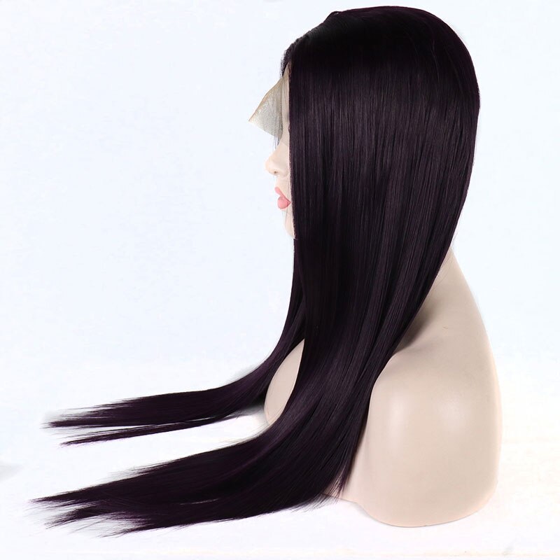 Bombshell Silky Straight Synthetic Hair Lace Front Wig Dark Purple Heat Resistant Fiber Hair Natural Hairline For Women Wigs