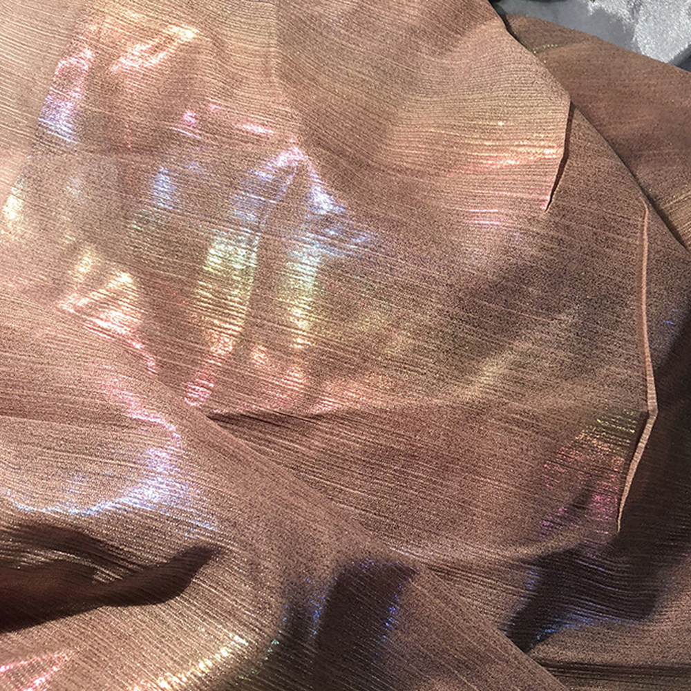 Holografisk regnbue chiffon stof reflekterende gradient ombre til han kinesisk kostume tørklæde gardin tøj til sommer