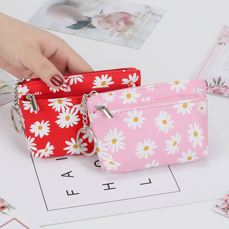 Style Small Daisy Coin Purse Women Temperament Zipper Coin Purse Korean Style Literary Style Portable Durable MiniPouch