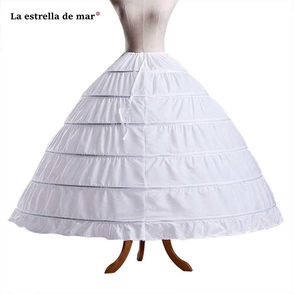La estrella de mar venda por atacado mais tamanho saias para o vestido de casamento novo vermelho branco preto 6 hoops petticoat barato crinoline estoque