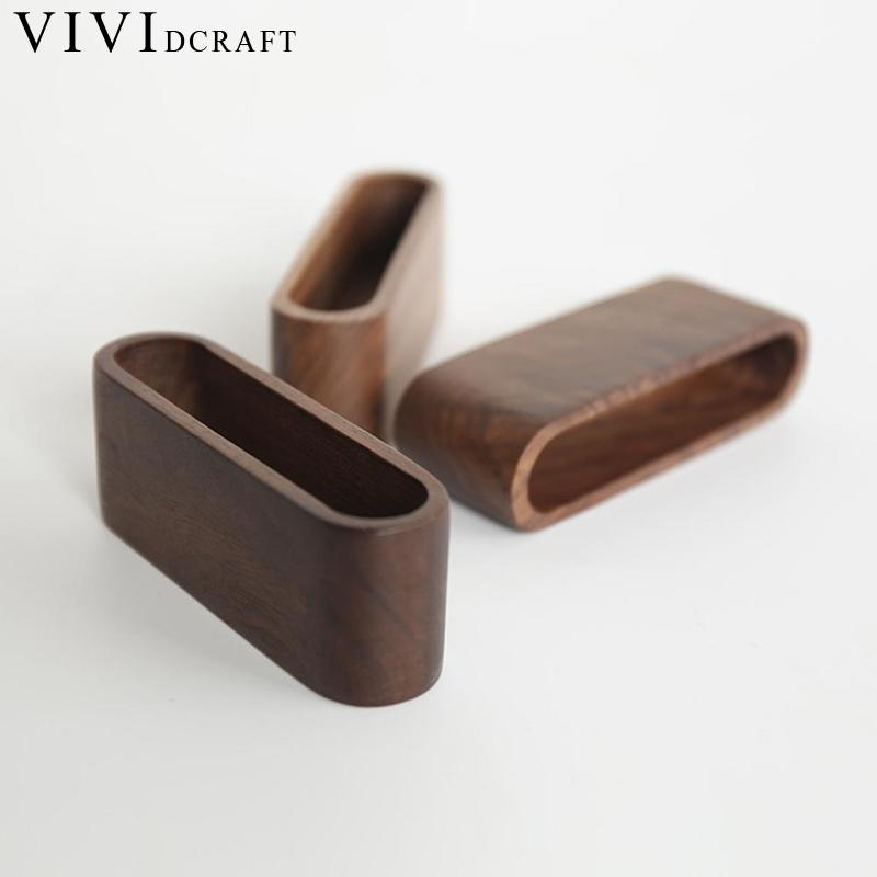 Vividcraft Office Desk Accessories Black Walnut Business Card Display Device Card Stand Memo Holder Wooden Desk Box Organizer