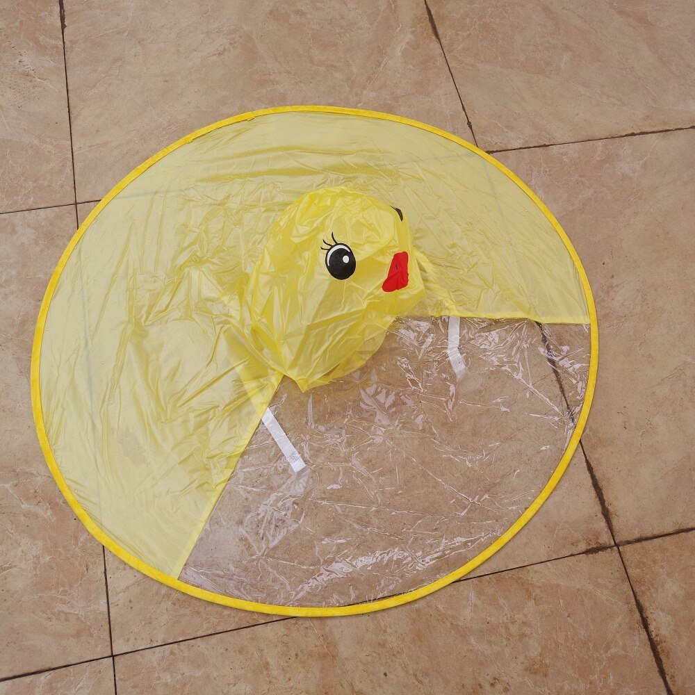 Yellow Duck Kids Raincoat UFO Cap Umbrella Automatic Folding Umbrella Children Hat Raincoat Student Woman Rain Hat