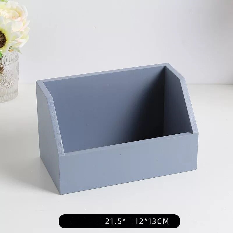 MINKYS Cute Cat Large Capacity Wood Desktop Organizer Pen Holder Desk Storage Box School Office Stationery: grey A