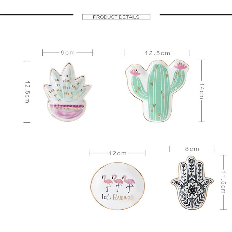 Europa Keramische Schotel Plaat Decoratieve Kleine Sieraden Lade Cactus Hand Vorm Opslag Plaat Ketting Snacks Dessert Gerechten Decor