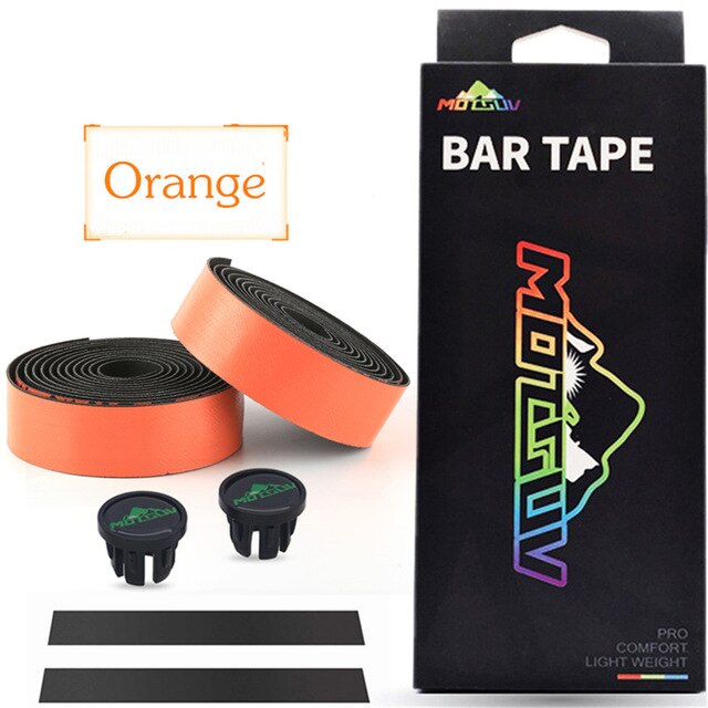 Motsuv guidoline de vélo anti-vibrations pu eva courbée vélo route vélo bandes course respirant antidérapant guidon ceinture wrap: Orange
