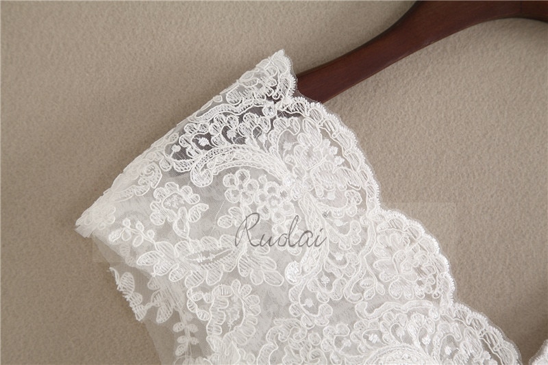 Elfenben/hvid blonde bryllupsjakke bolero kvinder snørebånd ryg brude bolero bryllup wrap blonde jakke boho wedding  fj31