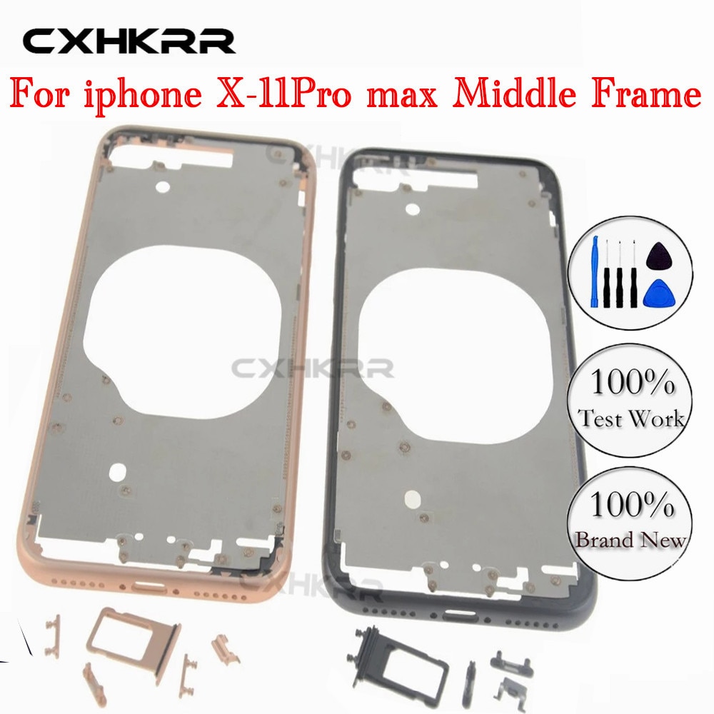 For iphone 11/ 11Pro/11Pro max /X /XR/ XS Bezel Chassis Frame Back housing Middle Frame with Side Buttons Set Replacement Part