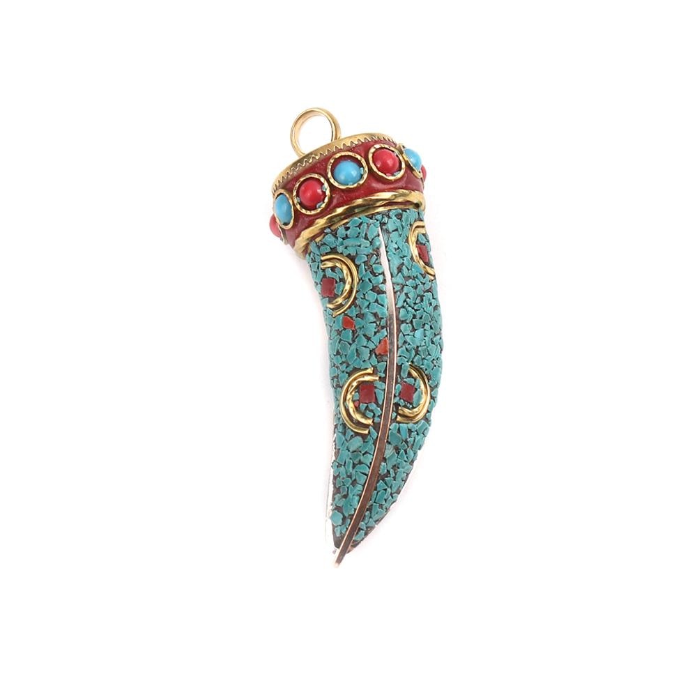DoreenBeads Ethnische Serie Anhänger Zink Legierung Auf Religiöse Anhänger Horn-förmigen Gold Mehrfarbig Schmuck DIY Charme, 1 PC