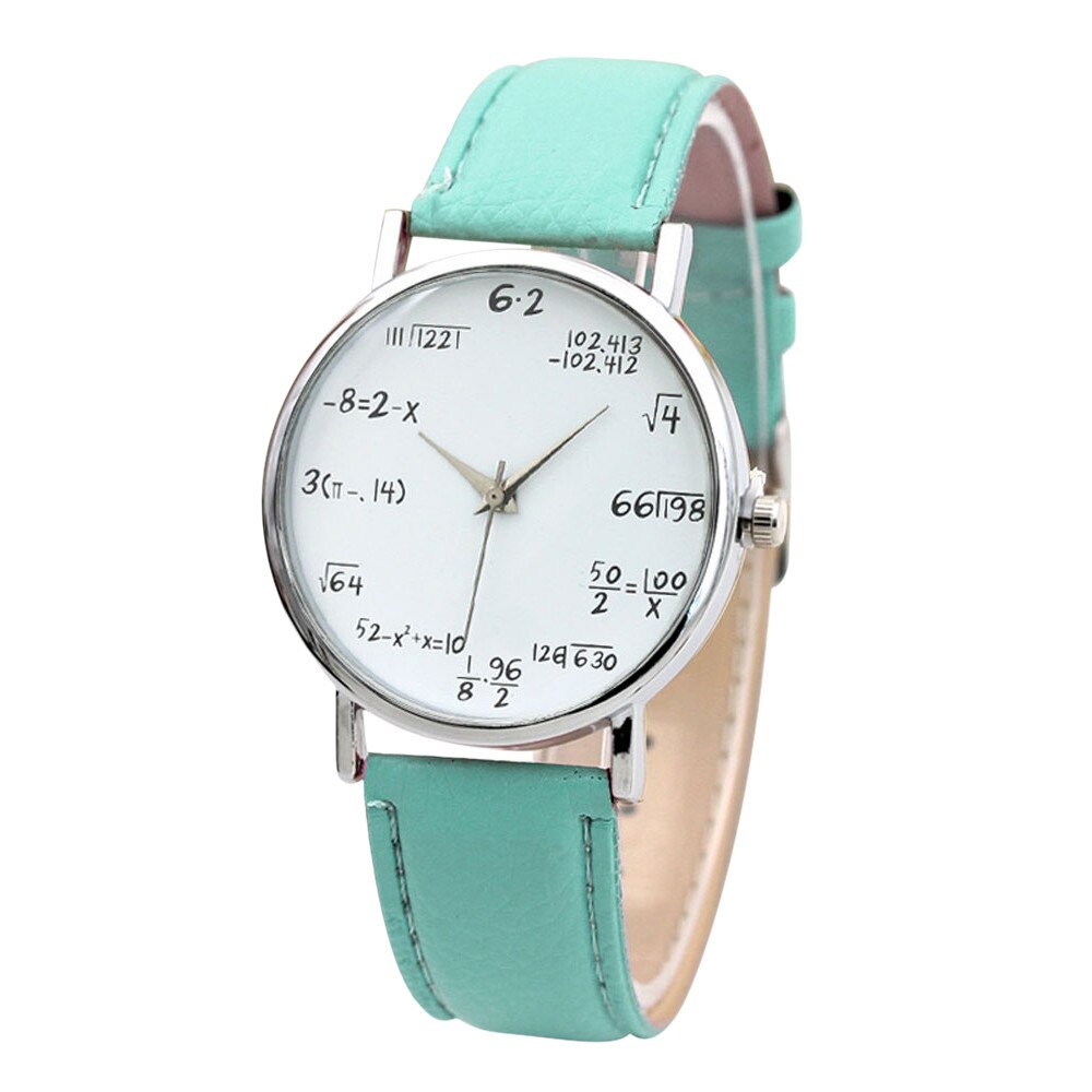 Geometrische Horloge Wiskundige Formule Prints Horloge Vrouwen Mannen Lederen Riem Quartz Math Horloge Dames Horloges: E