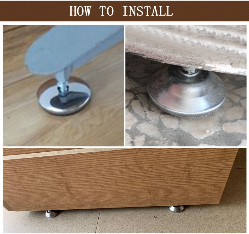 Myhomera 8Pcs Steel Furniture Legs Tea Table Cabinet Shelf Leg Pad Anti-slip Base Adjustable DIY Leveling Feet 13mm 18mm 27mm