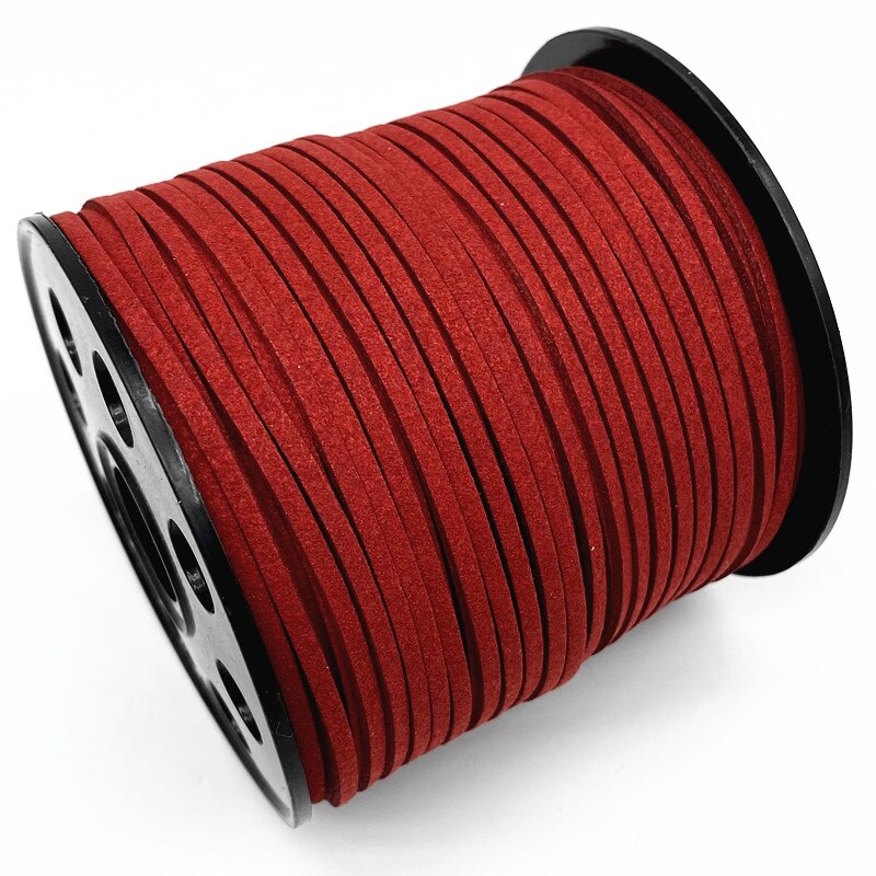 Cordón plano de gamuza trenzada de imitación, cuerda de rosca hecha a mano de cuero de terciopelo coreano de 5 yardas y 3mm para DIY, suministros de joyería # Ro