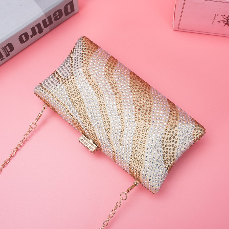 women bling diamond evening bags patchwork wedding banquet wallets chain purse for ladies MN1648
