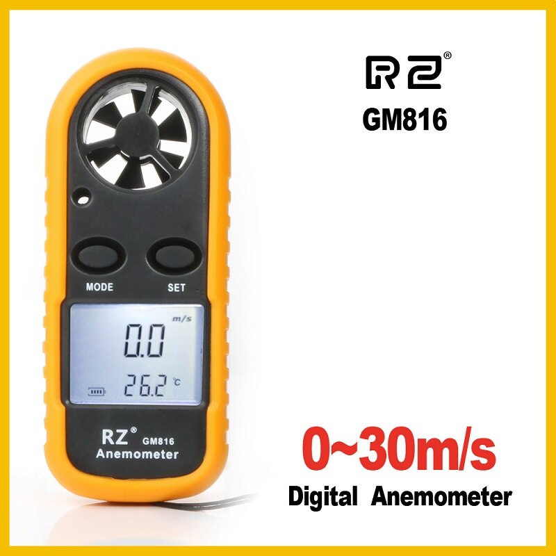 Rz Draagbare Anemometer Anemometro Wind Gauge Meter Lcd Digitale Hand-Held Meten Tool RZ818/GM816: GM816-RZ