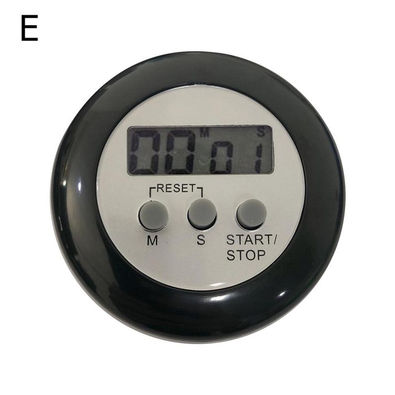 Five Kinds Of Color Circular LCD Digital Kitchen Countdown Timer Cooking Counter Reverse Timer Alarm Clock Magnetic: Black