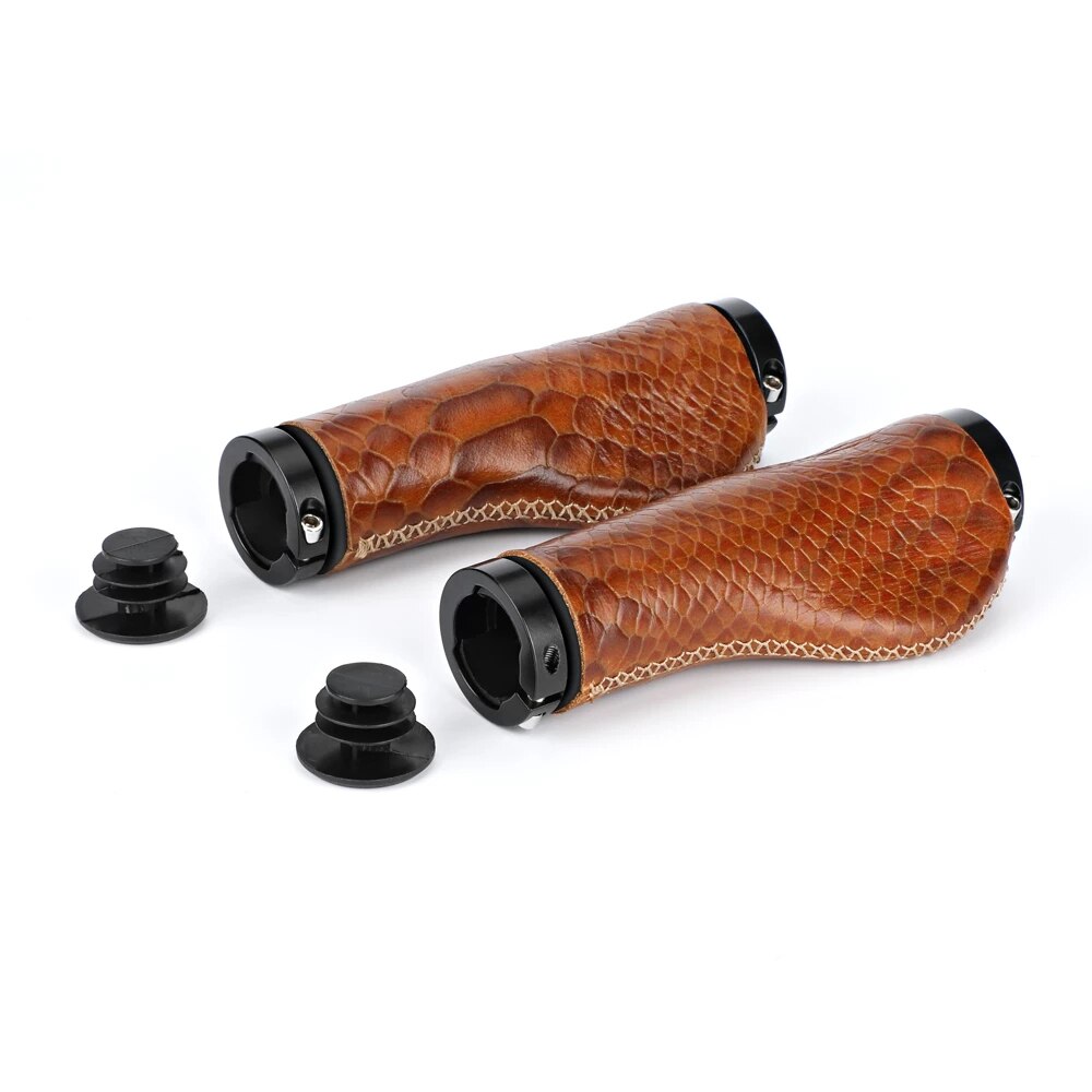 Road Bike Leather Grip Ergonomic Leather Grip Bicycle Handlebar Grips Mountain Bike Grip