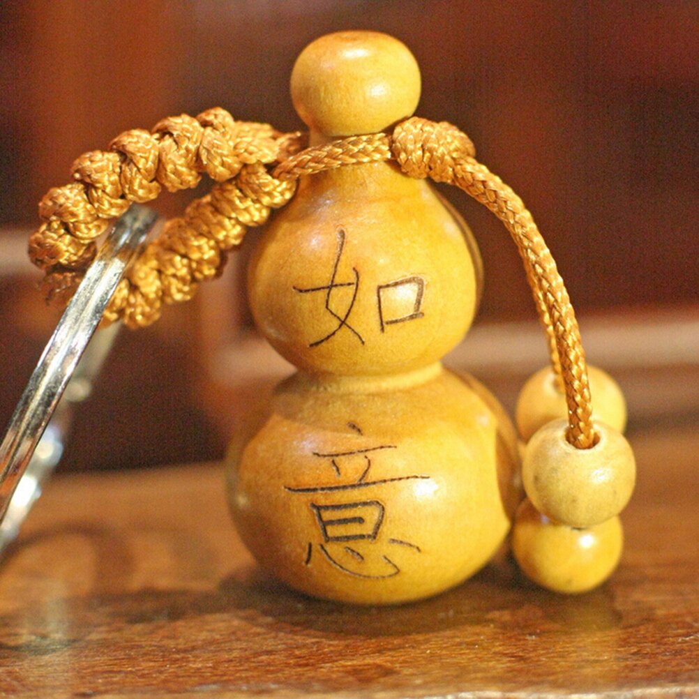 1 Pc Car Hange Lucky Mahogany Gourd Craft Chinese Traditional Fortune Keyring Decor Keychain