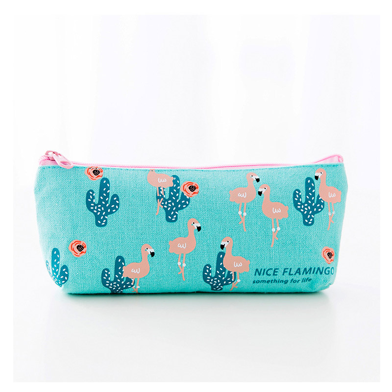 SQUMIDER 1PC Cute Flamingo Canvas Pencil Cases Stationery Storage Pen Bag School Office Pencil Bags Lovely Pencil Pouch: A2