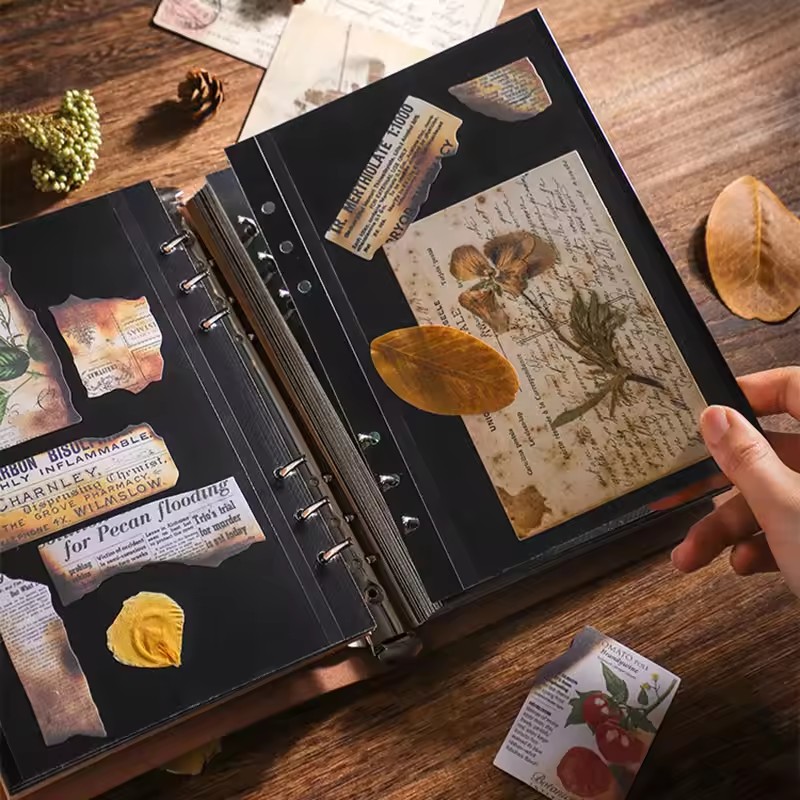 Álbum de fotos DIY, libro de recuerdos de cuero, película de papel Kraft, álbum de fotos conmemorativo, almacenamiento de sobres, álbum autoadhesivo de