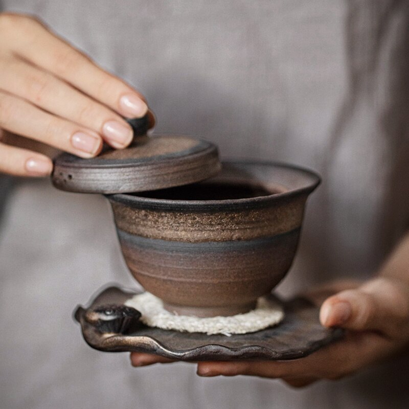 Retro moderno de té de cerámica sopera personalidad Kung Fu té retro gres a mano casa té LB50931 té jingdezhen taza