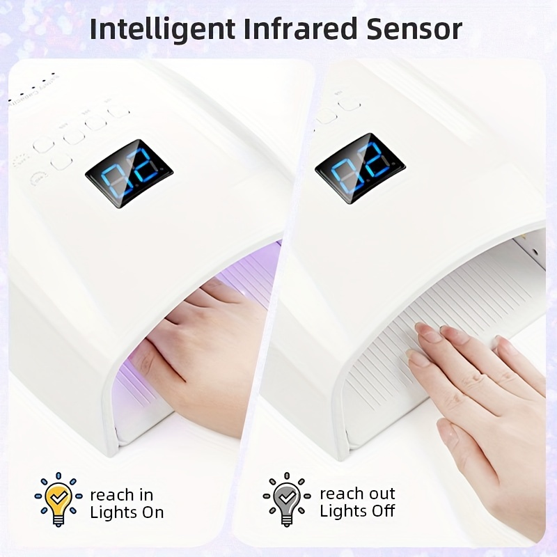 Lámpara de uñas LED UV recargable, lámpara de 66W para manicura con pantalla LCD, 4 ajustes de temporizador, herramientas de manicura para decoración de uñas para el hogar y el salón