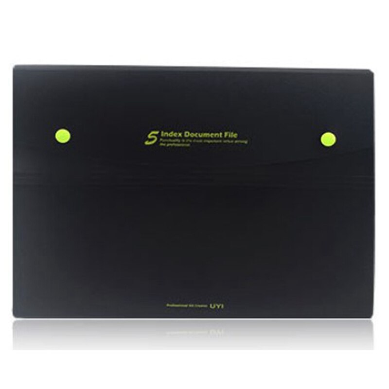 Expanding File Folder 5 Pockets, black Accordion A4 folder Document Bag Office School Supply: GR