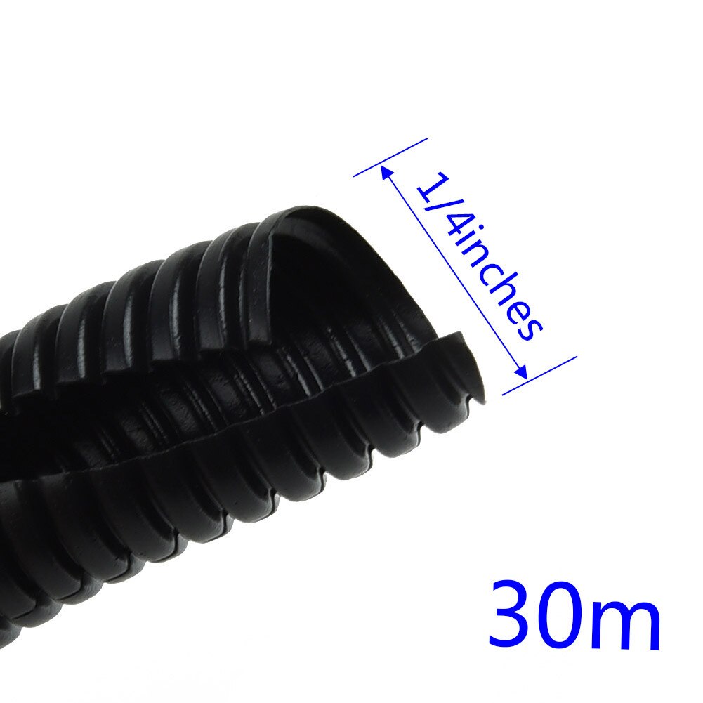 98FT 1/4\" 3/8\" Protective Tube Split Wire Loom Conduit Polyethylene Tubing Black Color Sleeve Tube 30m Home Improvement