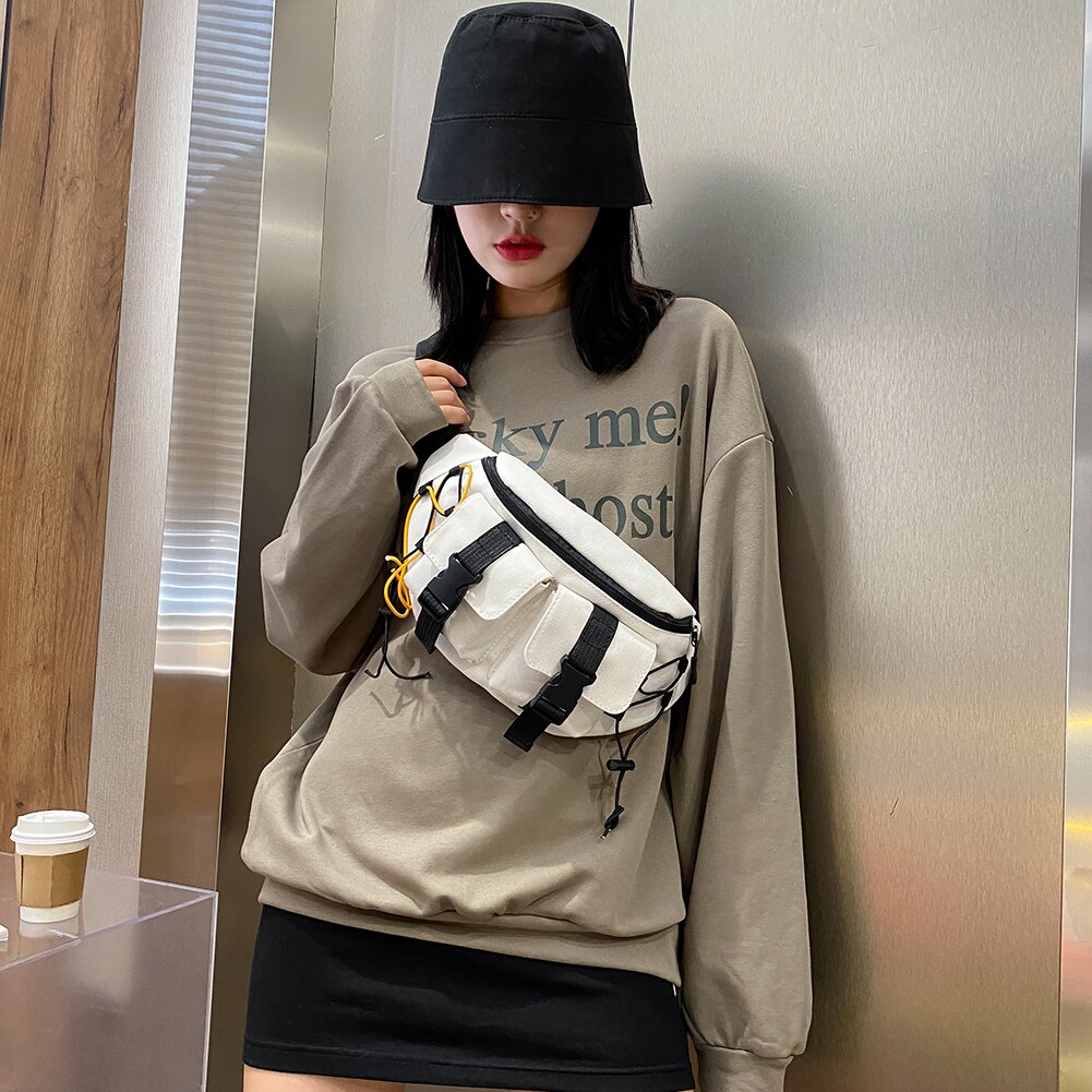 Unisex rua casual saco de peito lona dos homens com zíper fanny bum cinto bolsa viagem diária crossbody pacote ombro