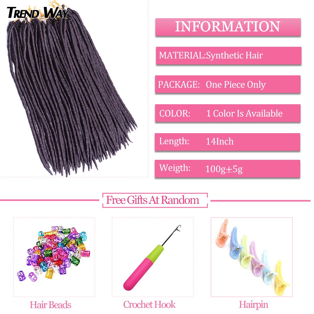 Dreadlocks Soft Straight Faux Locs Braiding Hair 14inch 100g Crochet Braiding Hair Synthetic Hair Extensions For Black Women