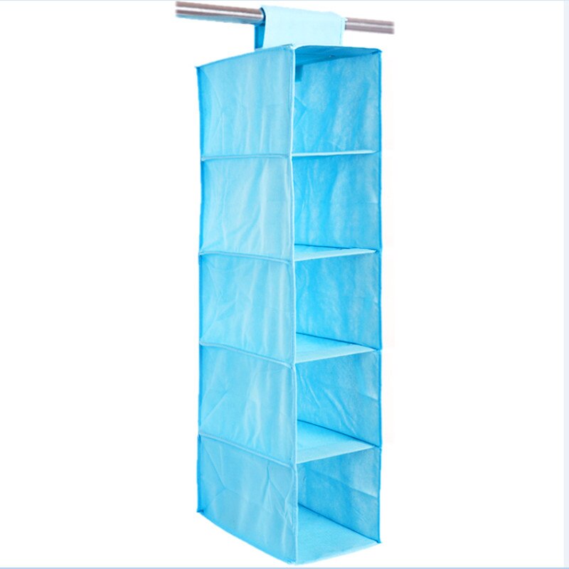 5 hylde tøj hængende arrangører bukser arrangører holder garderobe sektion opbevaring skab arrangør sko tøj tøj: Himmelblå