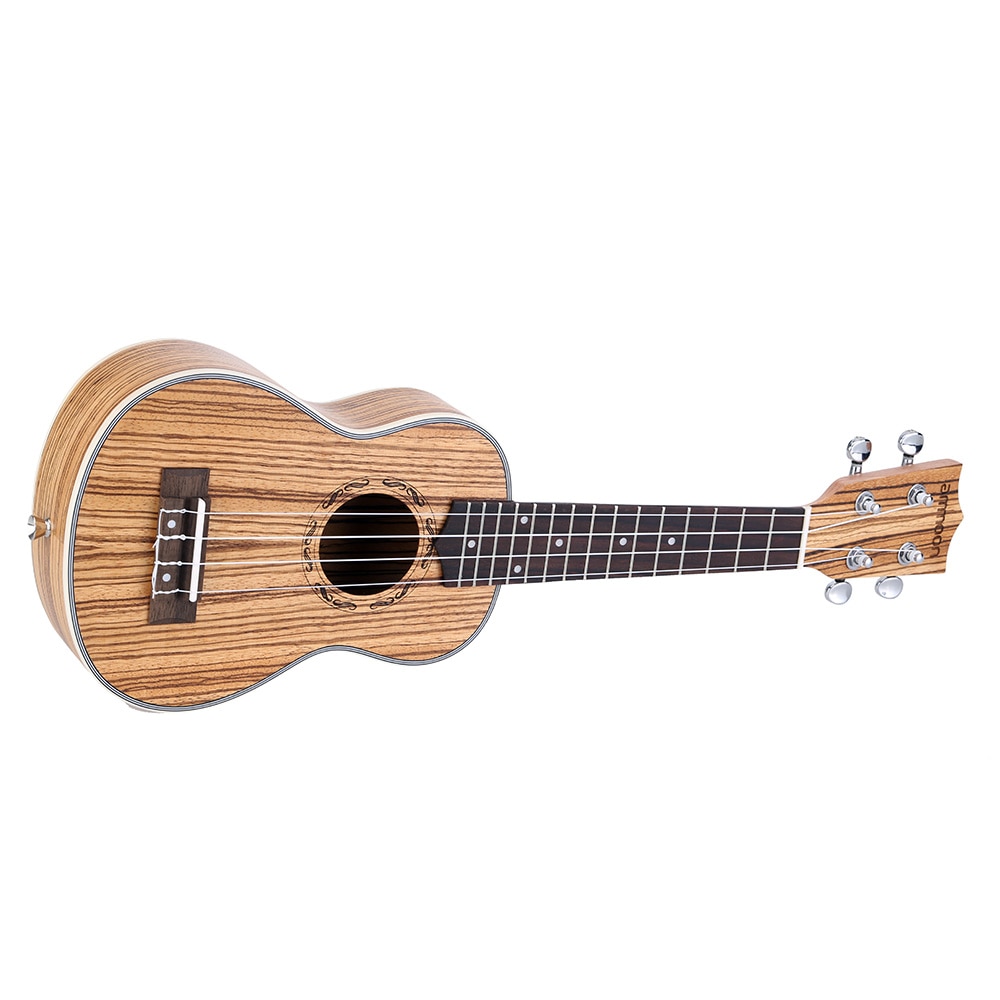 ammoon Zebrawood 21" Acoustic Ukulele 15 Fret 4 Strings Stringed Musical Instrument Ukelele