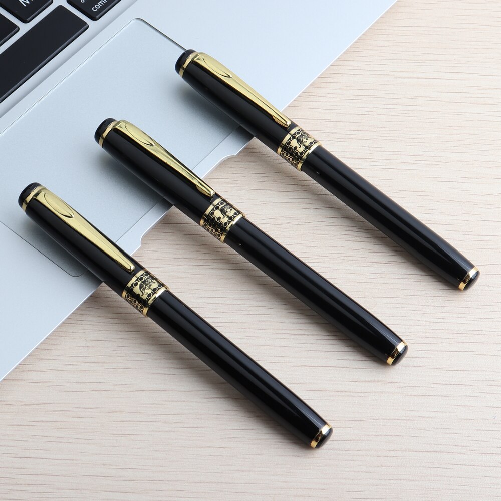 GENKKY Full Metal Fountain Pens Silver Gold Clip Fountain Pen Luxury For School Business Writing Office Supplies