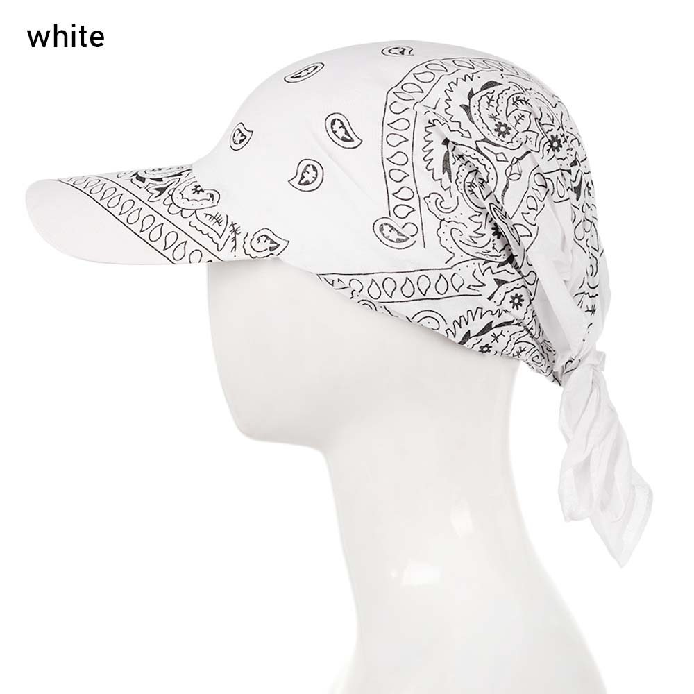 Cotton Visor Hat Women Men Unisex Printed Square Scarf Cap Soft Headscarf Outdoor Sunshade Hats: white