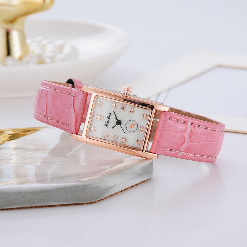 Ure kvinder firkantede rosa guld armbåndsure rødt læder mærke ure kvindelige damer quartz ur montre femme