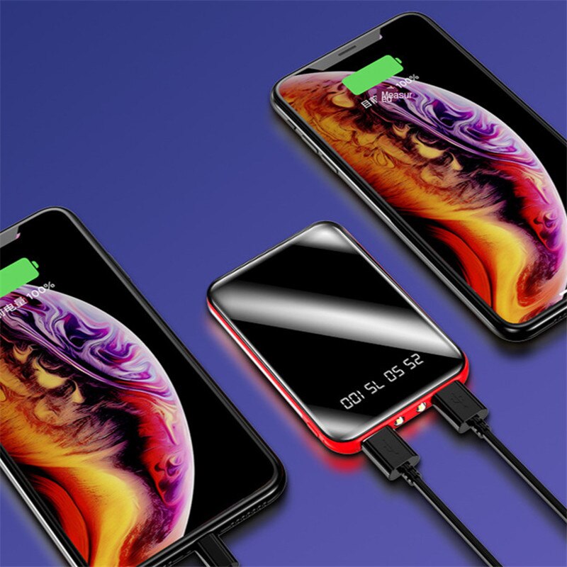 80000mAh Mini Ultra-thin Portable Power Bank Charger Digital Display 2USB Port Fast Charging External Battery For Xiaomi Samsung