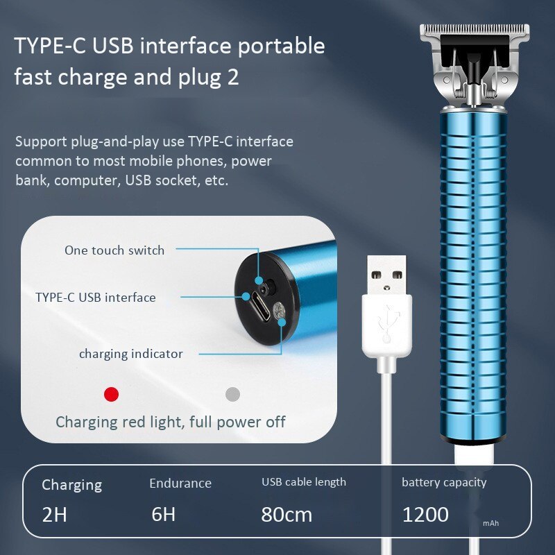 EAS-Portable Electric Pro T-Outliner Cordless Trimmer Wireless Hair Clipper Barber Tools Set