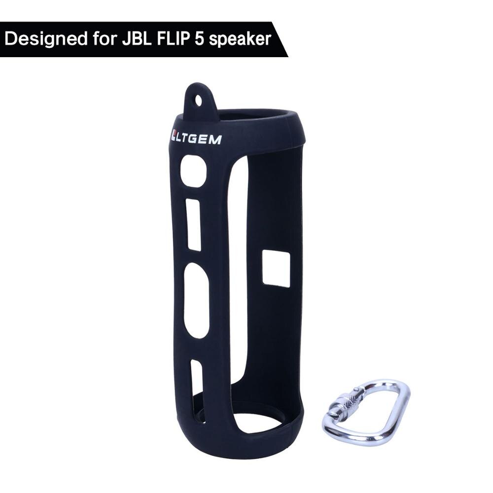 Ltgem Siliconen Case Voor Jbl Flip 5 Waterdichte Draagbare Bluetooth Speaker: black