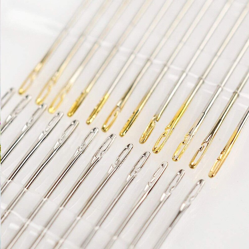 12/24pcs Aveugle Aiguille Personnes Âgées Aiguille-Trou Latéral Main Ménage À Coudre À Coudre En Acier Inoxydable Inutile Filetage Vêtements Couture