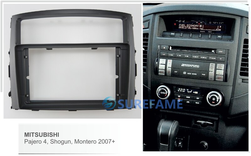 Panel de Radio para salpicadero de coche de 9 pulgadas para MITSUBISHI Pajero, Shogun, Montero 2007 + Kit de salpicadero para consola de salpicadero, embellecedor de cubierta de placa adaptadora