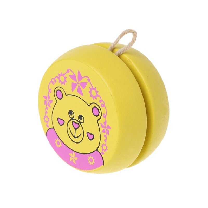 Juguetes estampados animales bonitos yoyó de madera, juguetes educativos fáciles, juguete clásico BX0D