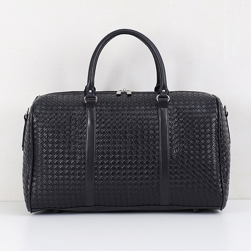 Multifunctionele Waterdichte Schouder Voor Mannen Tote Bagage Plunjezakken Grote Capaciteit Pu Lederen Reistas: Black  (Large)