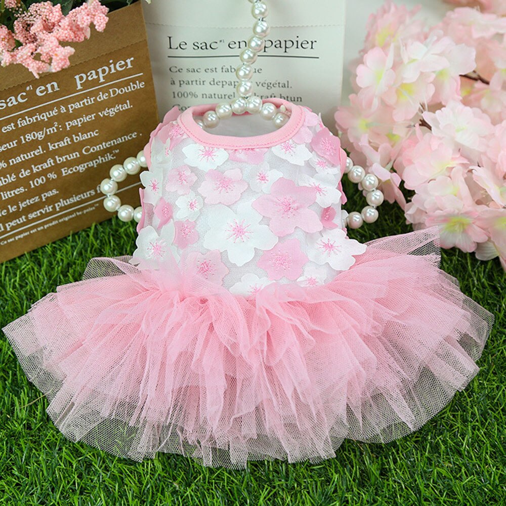 Lace Chiffon Dress for Small Dog Cat Lovely Floral Dress Pet Party Birthday Costume Dog Wedding Dress Cute Dog Clothes in Summer