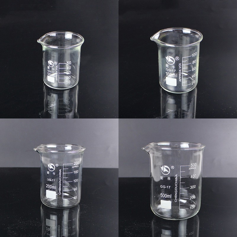 1 sæt  (50ml,100ml,200ml,500ml)  borosilikatglas bægerglas kemi eksperiment varmebestand laboratorieudstyr bægerglas laboratorieudstyr