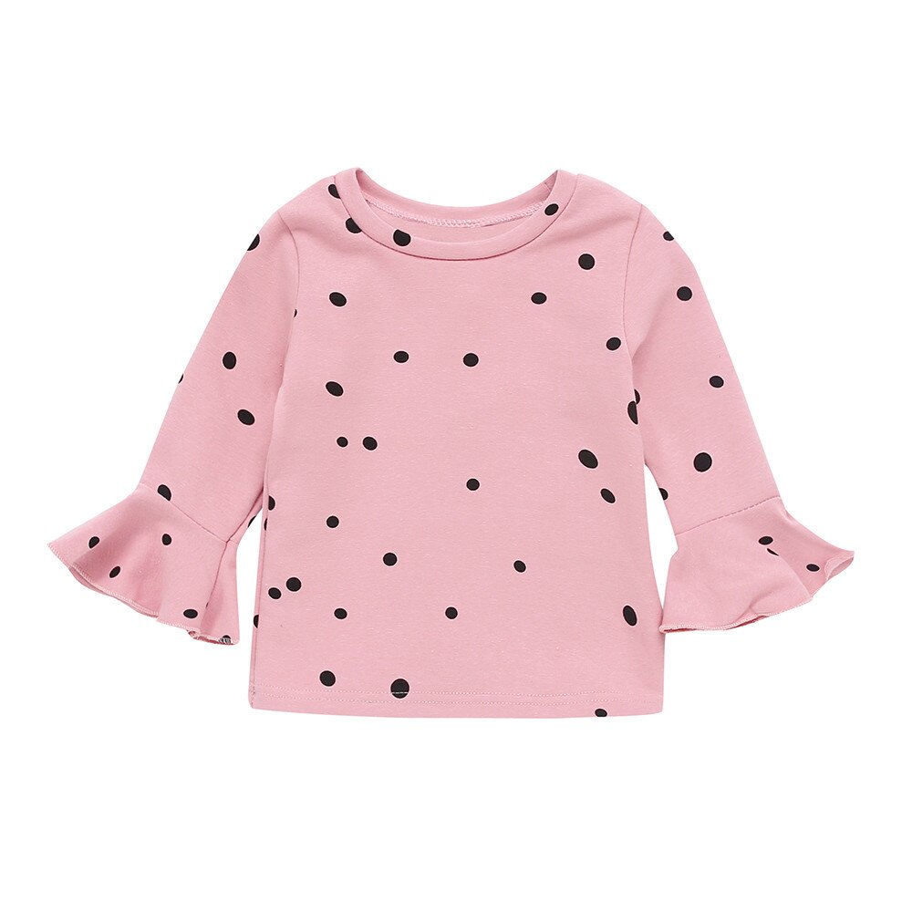 baby girl tops Soft Cotton Long Sleeve Dot Print Soft Toddler Kids Tops Shirt Clothes camiseta: Pink / 24M