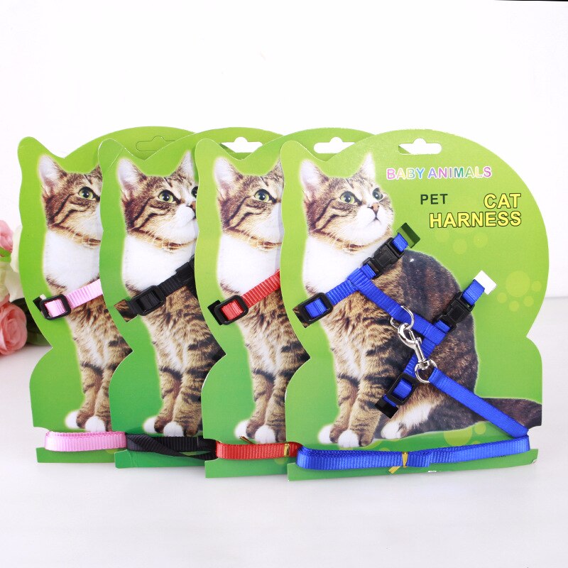 Conjunto de arnés y correa de nailon para gatos productos para mascotas para animales correa de arnés de tracción ajustable para perros gato gatito cuello Halter para gato
