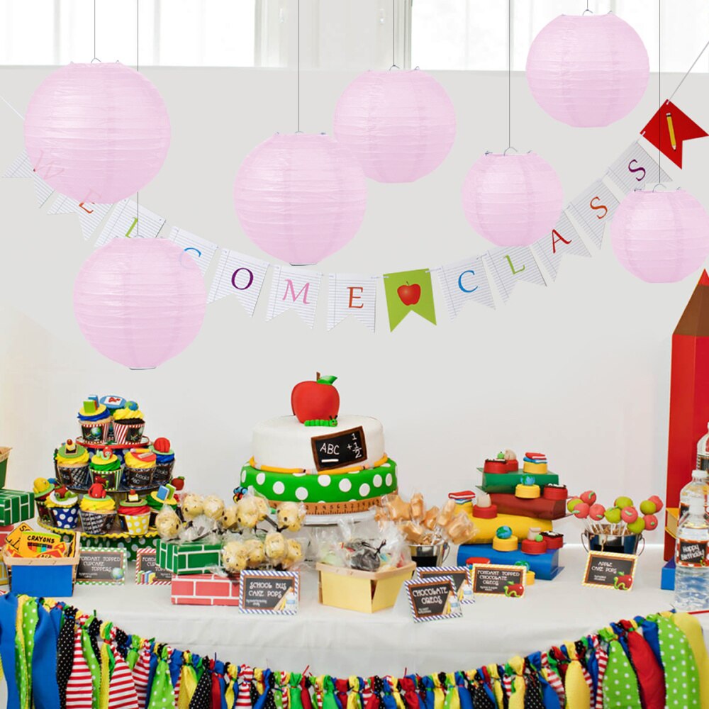 12pcs Foldable Paper Chinese Lanterns Festive Round Hanging Lantern Decor for Year Spring Festival - Golden (6 Inches + 8 In